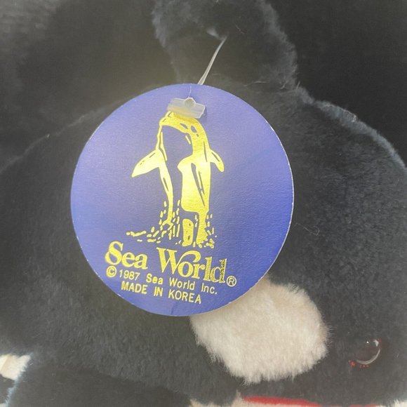 Vtg SeaWorld Orca Killer Whale And Calf 22” Plush Shamu Black Mom & Baby RARE - Picture 3 of 8